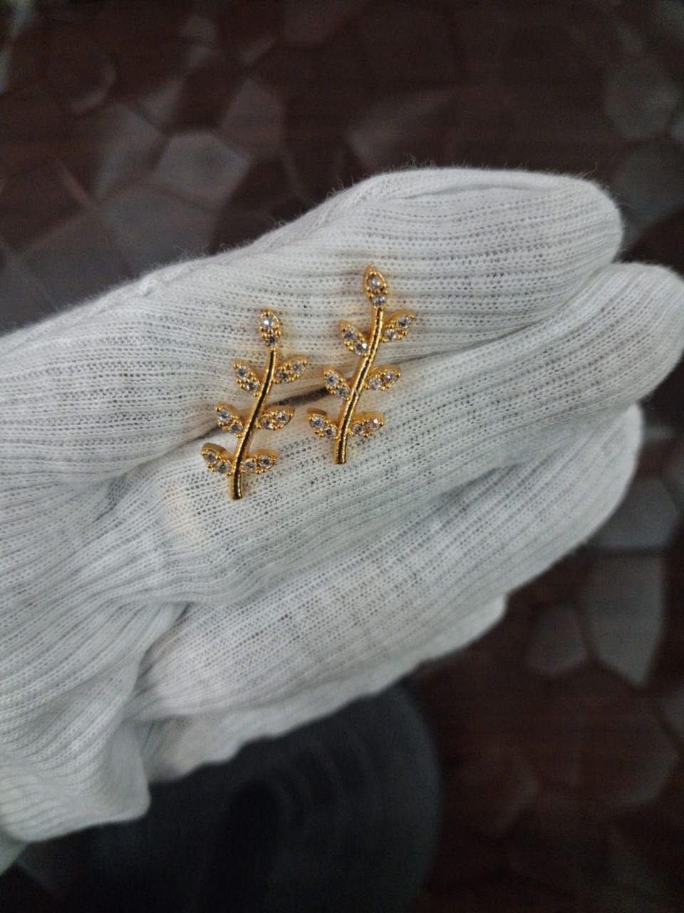 Gold Leaf Earrings view 2