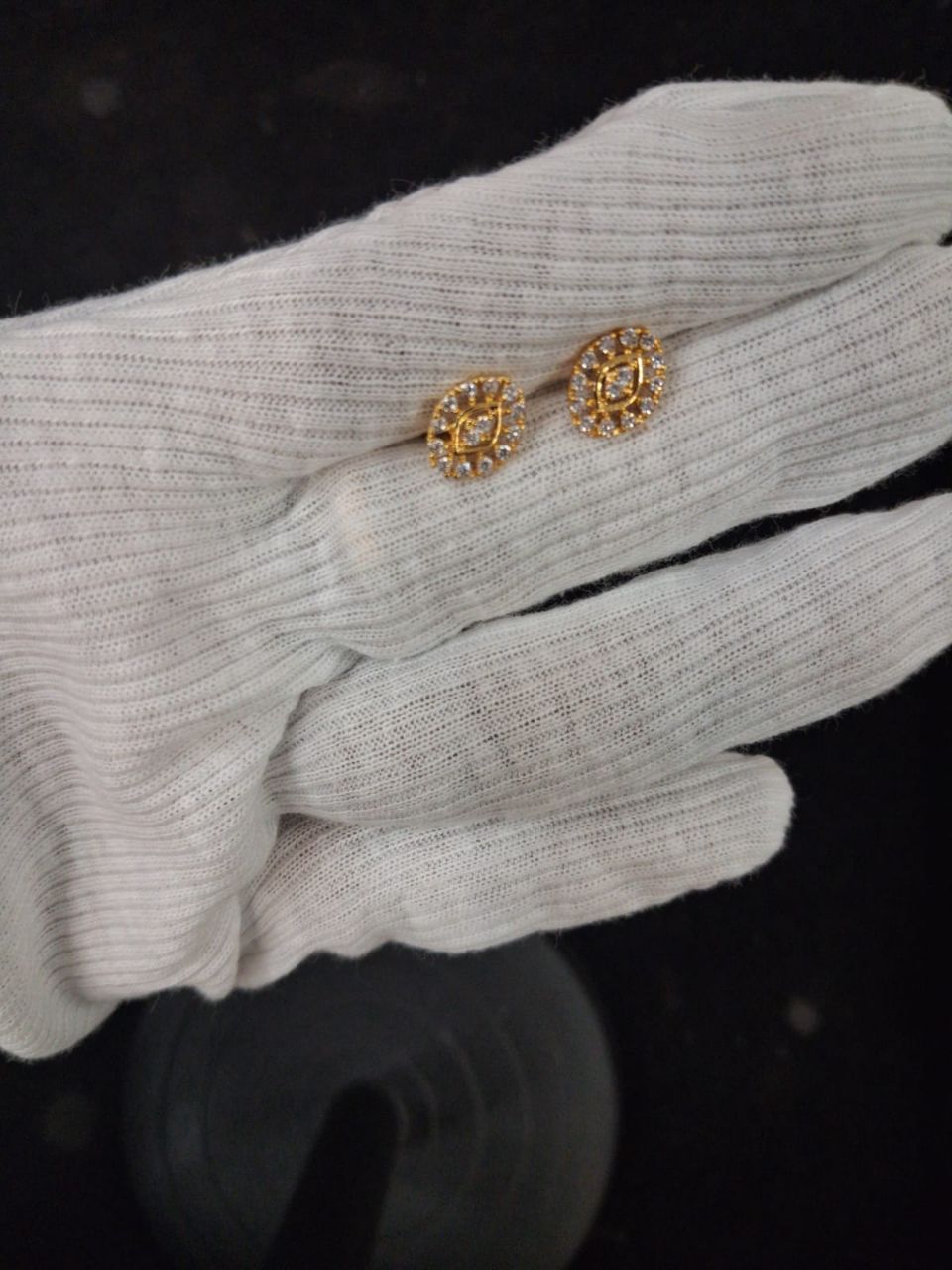 Gold Stud Earrings view 2