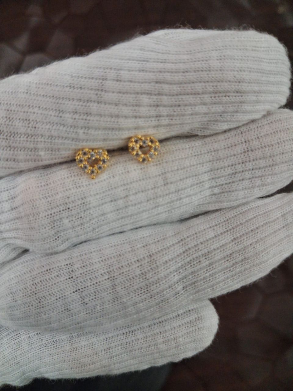 Heart Shaped Gold Earrings view 2