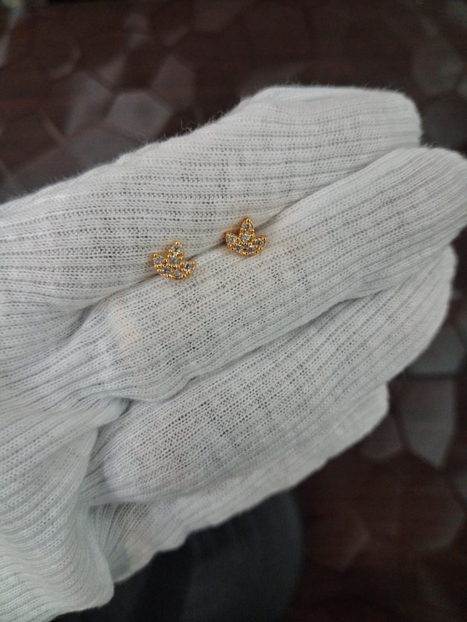 Gold Floral Earrings view 2