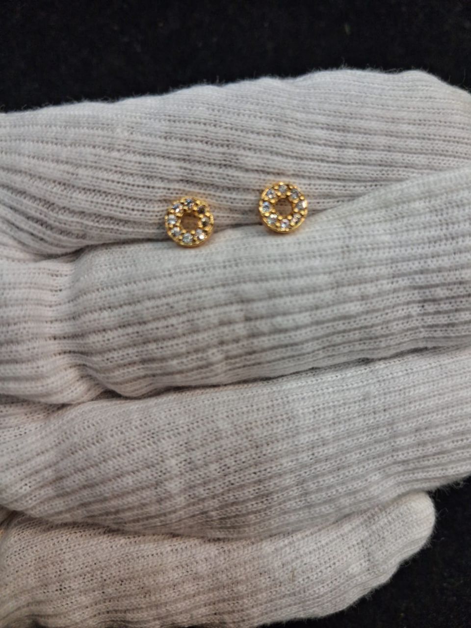Gold Stud Earrings view 2