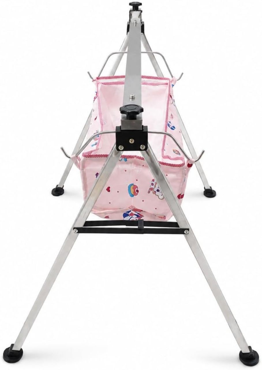 Swing Cradle, Foldable Jhula for New Born with Strong Stainless Steel Frame & Soft Cradle Cloth, Portable Palna for Home & Trave view 7