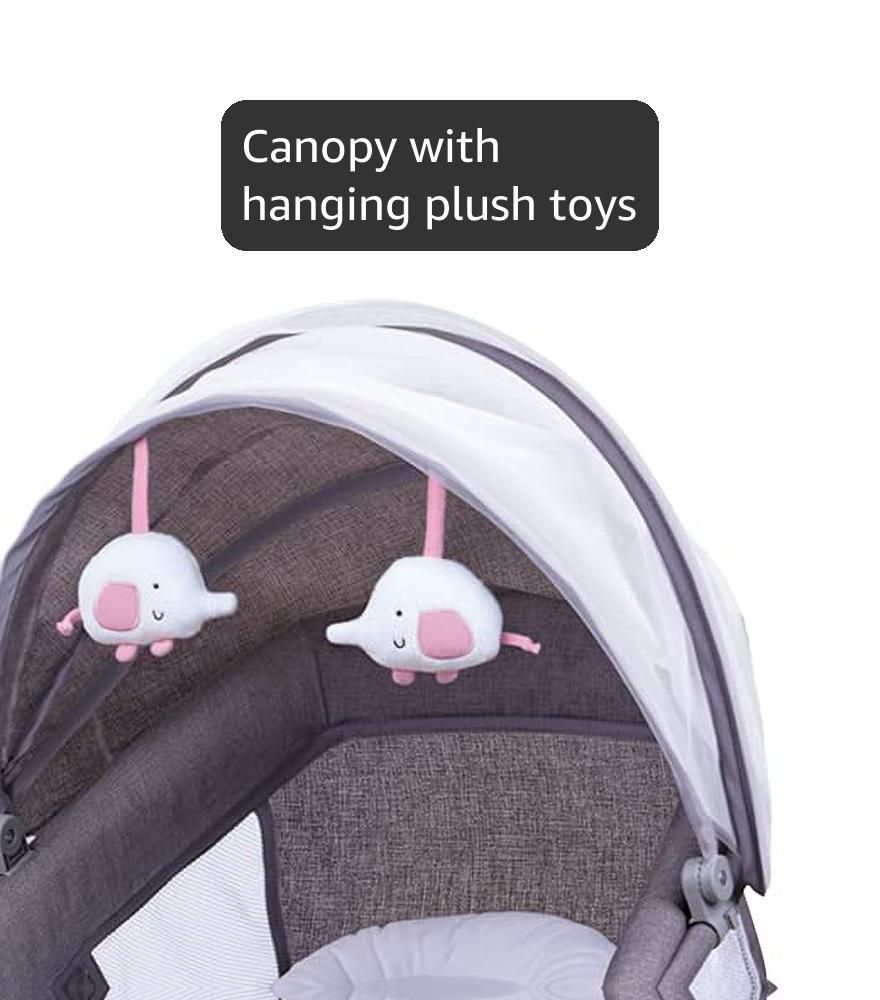 Mastela 3-in-1 Deluxe Multi-Functional Bassinet/Swing & Napper Swings (Grey, Pink) 3M to 36M view 3