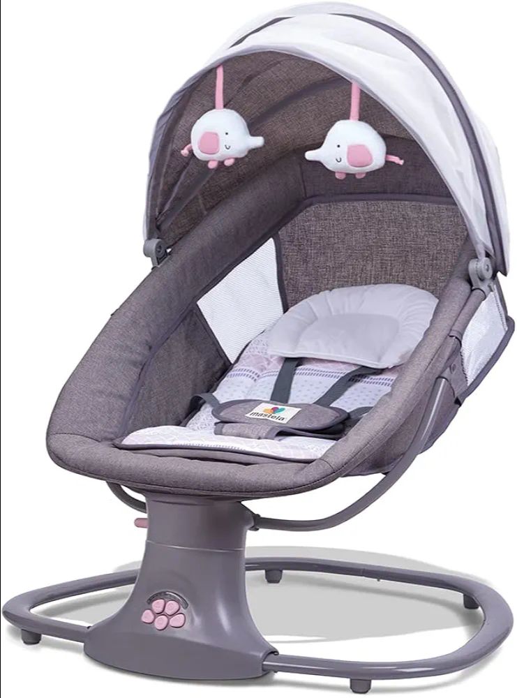 Mastela 3-in-1 Deluxe Multi-Functional Bassinet/Swing & Napper Swings (Grey, Pink) 3M to 36M view 2