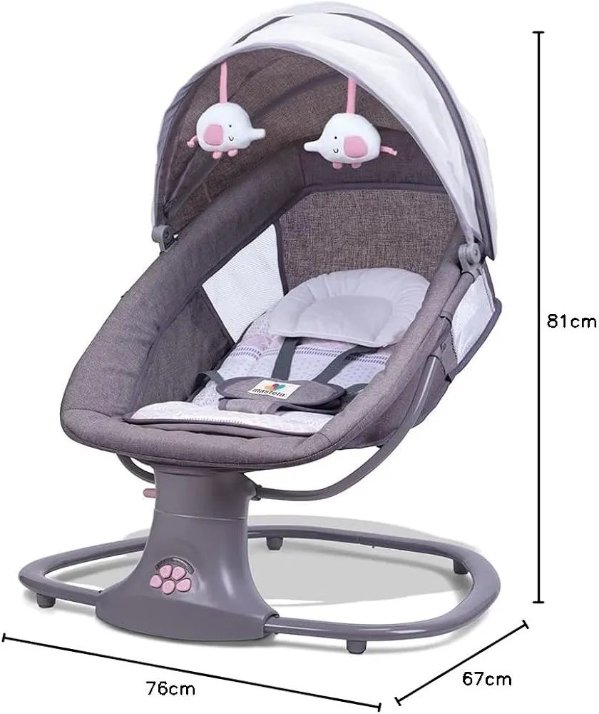 Mastela 3-in-1 Deluxe Multi-Functional Bassinet/Swing & Napper Swings (Grey, Pink) 3M to 36M view 4