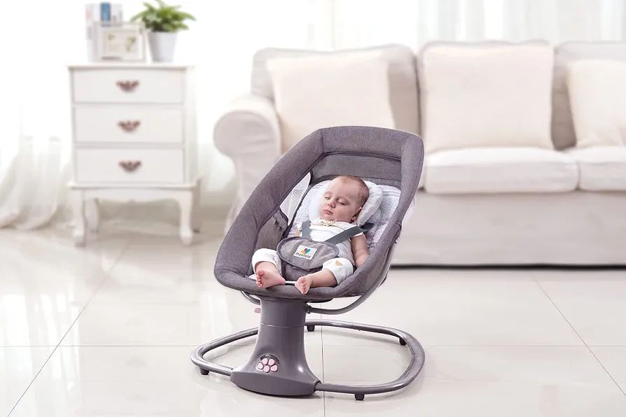 Mastela 3-in-1 Deluxe Multi-Functional Bassinet/Swing & Napper Swings (Grey, Pink) 3M to 36M view 6