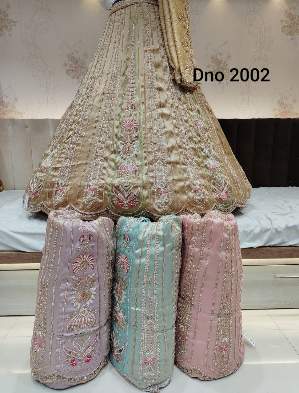 Olive Green Rajwadi Designer Lehenga view 2