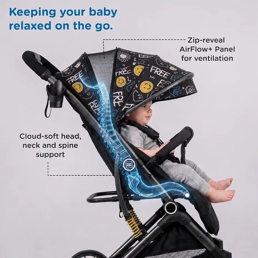 Mee Mee Easy Move Baby Stroller with Reversible Handle | EN Certified Lightweight Pram for 0-3 Years | One-Hand 5-Point Safety Harness, 3-Position Recline & XXL Storage (Black Printed)
32%
off

Product Images and Videos (AI-Generated Alt Text) view 4