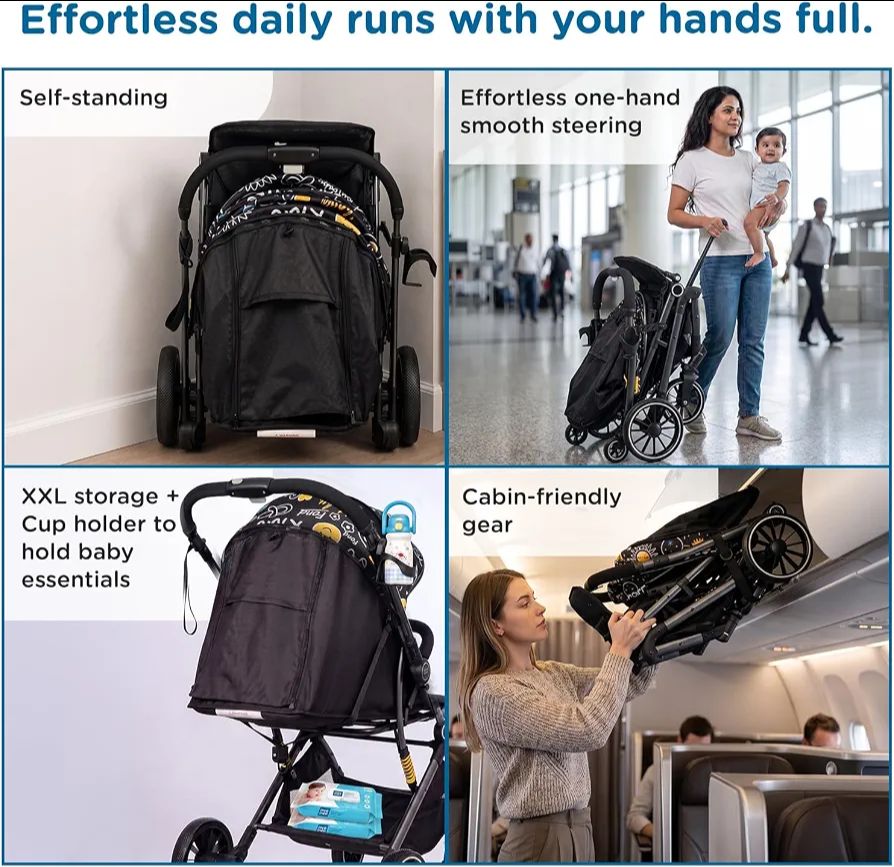 Mee Mee Easy Move Baby Stroller with Reversible Handle | EN Certified Lightweight Pram for 0-3 Years | One-Hand 5-Point Safety Harness, 3-Position Recline & XXL Storage (Black Printed)
32%
off

Product Images and Videos (AI-Generated Alt Text) view 5