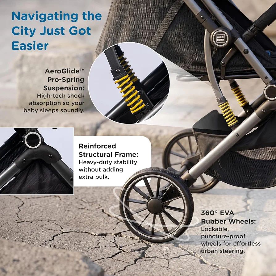 Mee Mee Easy Move Baby Stroller with Reversible Handle | EN Certified Lightweight Pram for 0-3 Years | One-Hand 5-Point Safety Harness, 3-Position Recline & XXL Storage (Black Printed)
32%
off

Product Images and Videos (AI-Generated Alt Text) view 3