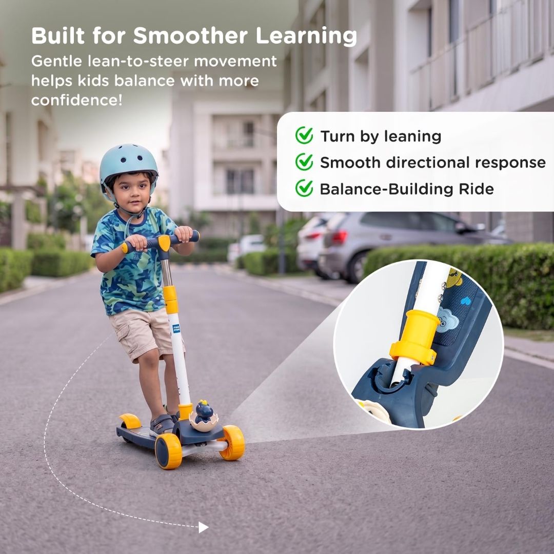 Mee Mee Spark Cruiser Kids Kick Scooter with Seat | Foldable Scooter with PU Flash Wheels, Music & Lights, Adjustable Handle, Rear Brake | 2+ Years,  (Purple) (Blue) view 4