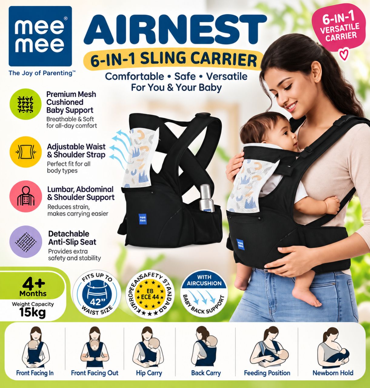 Mee Mee Air nest 6 In 1 Sling Carrier