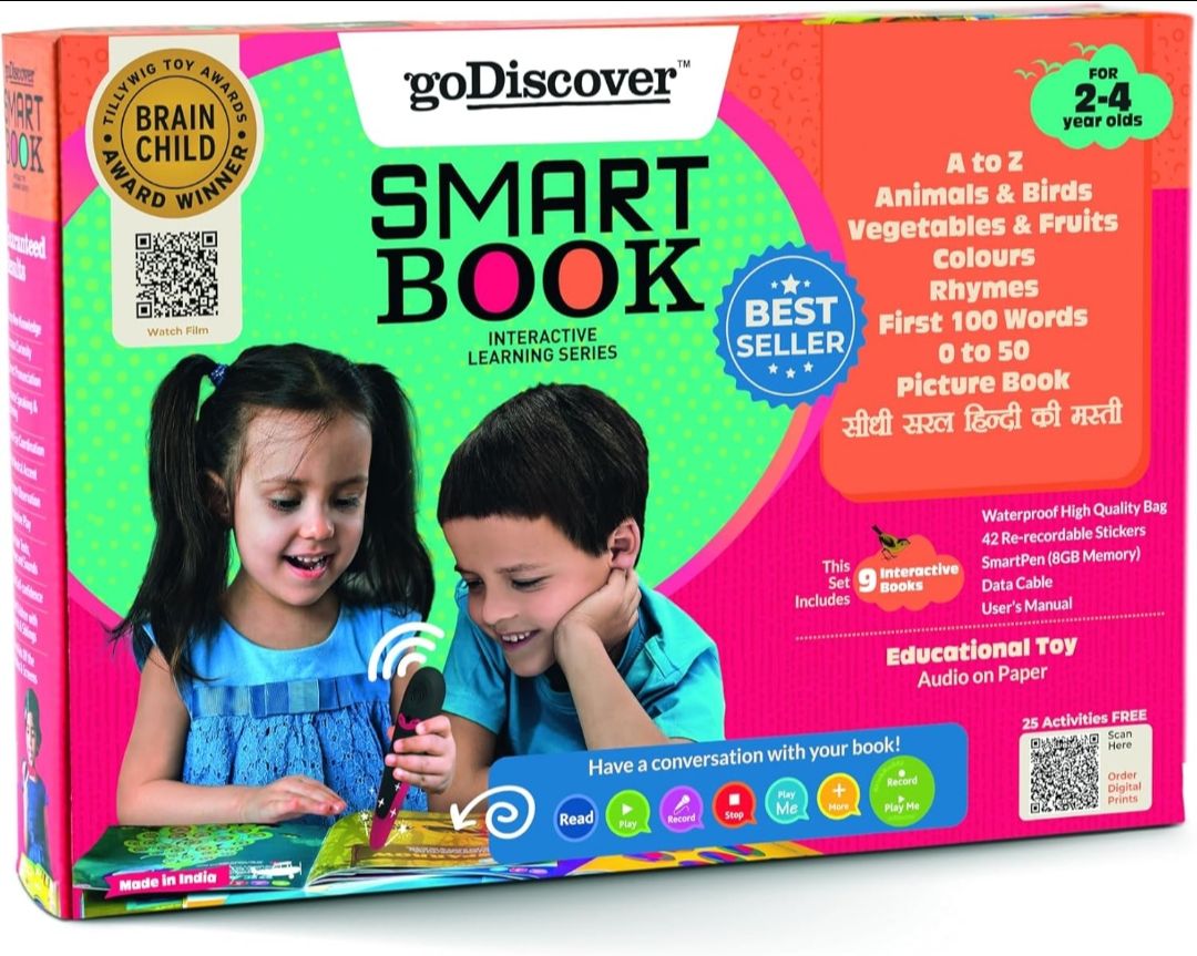 goDiscover Interactive SmartBook with Talking Pen | Set of 9 Story Sound Books with British Accent Audio | Activity Educational Kit for Toddlers, Preschool Kids Age 2 to 4 Years Learning Toys