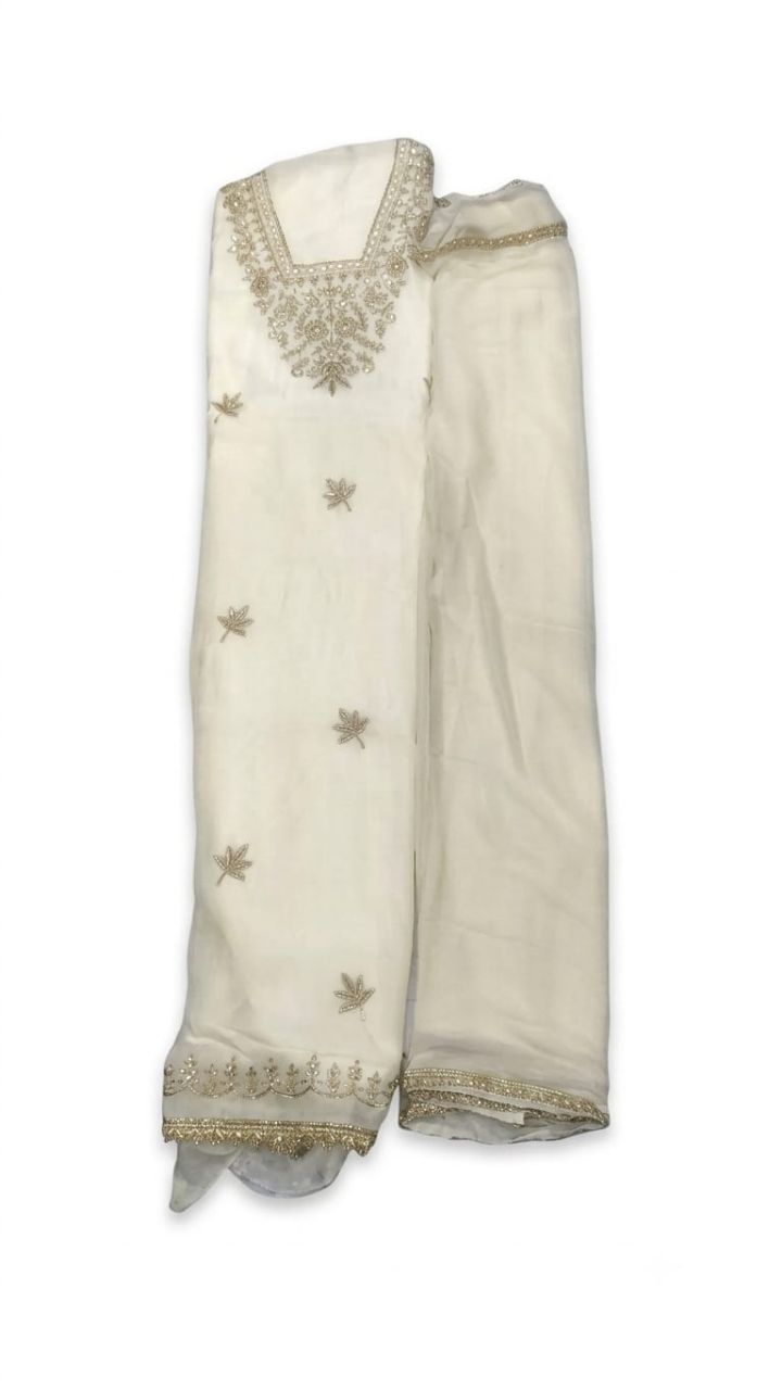 Embroidered White Kurta view 2