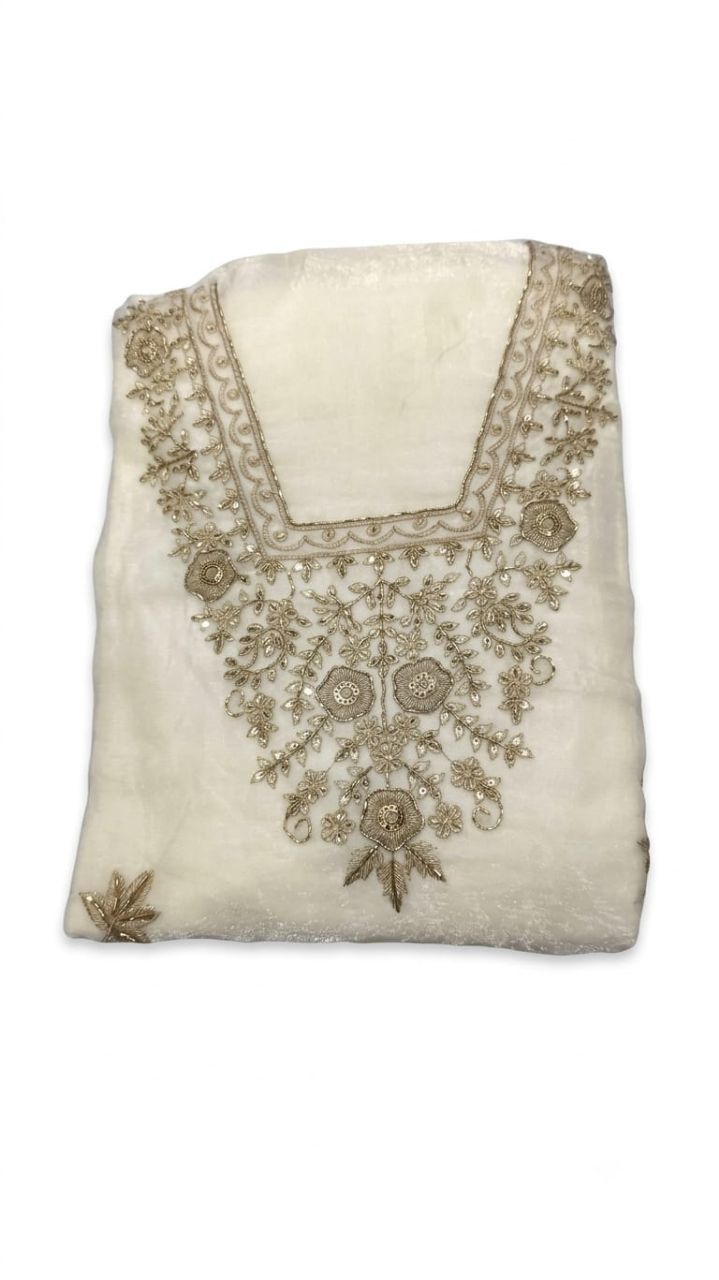 Embroidered Cream Kaftan view 2