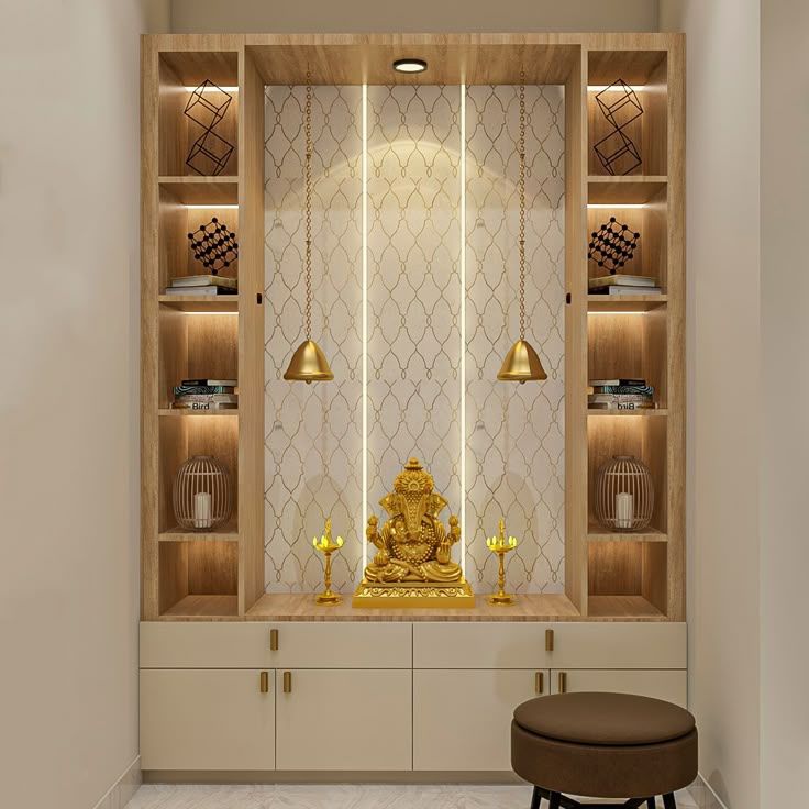 Wooden Pooja Unit view 2