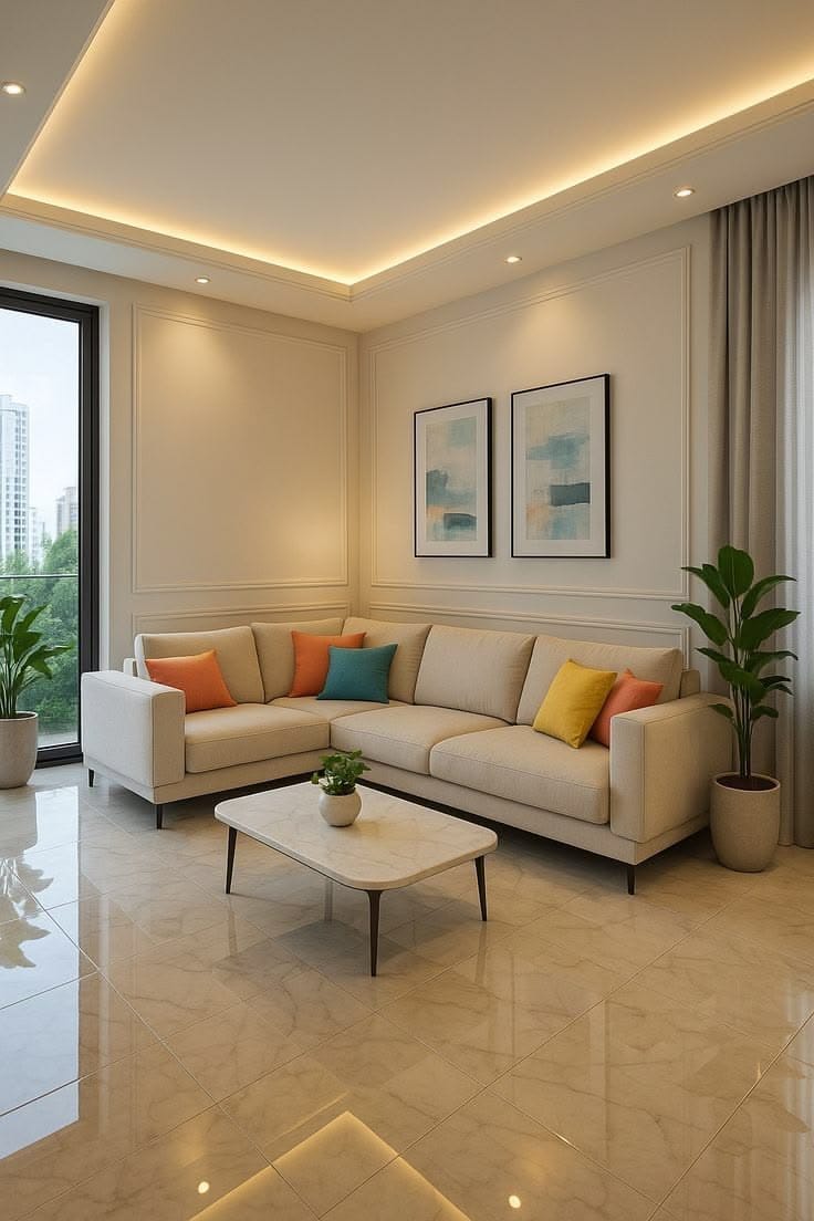Modern Beige Sofa Set view 2