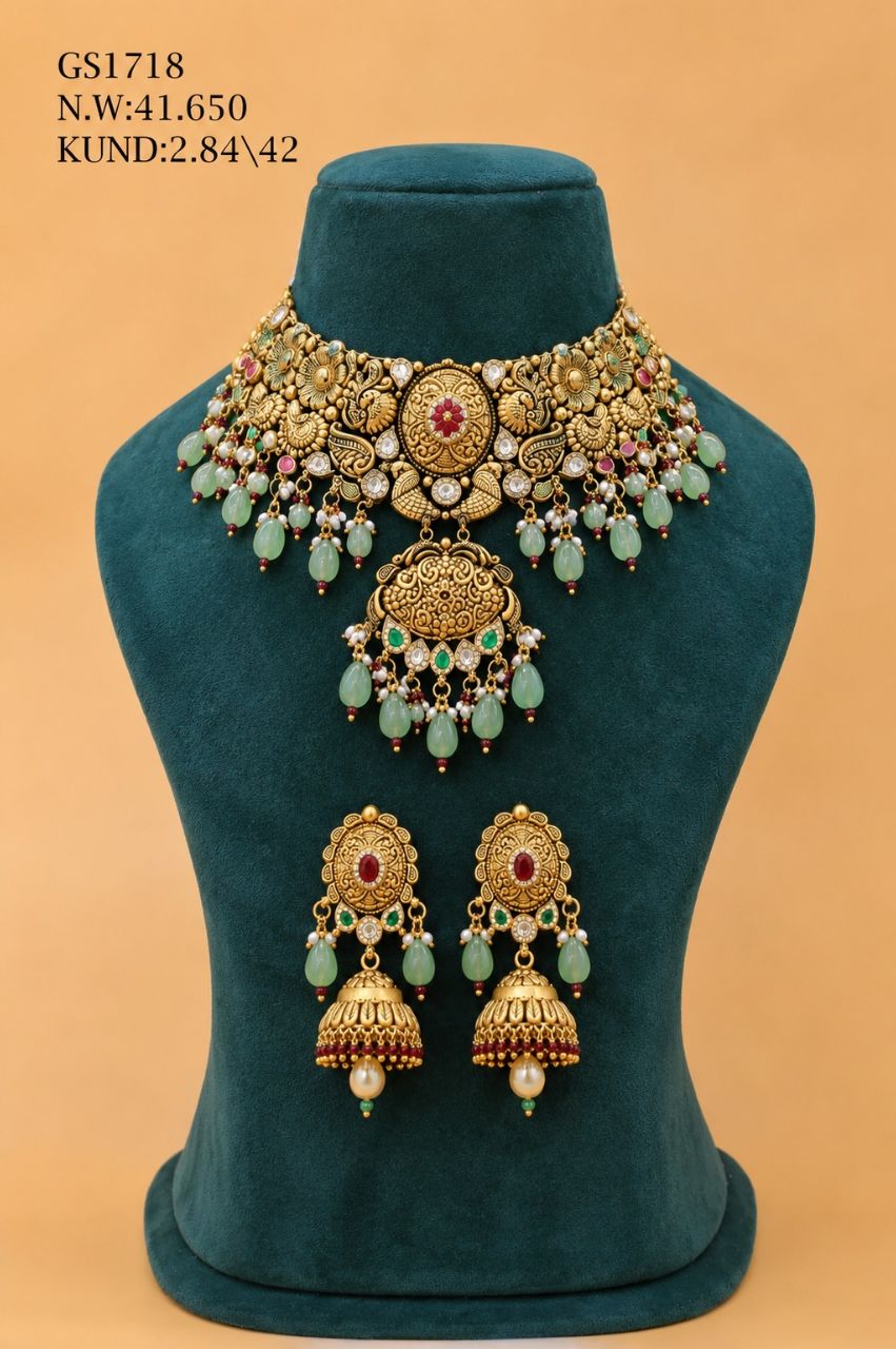 Traditional Gold Necklace Set view 2