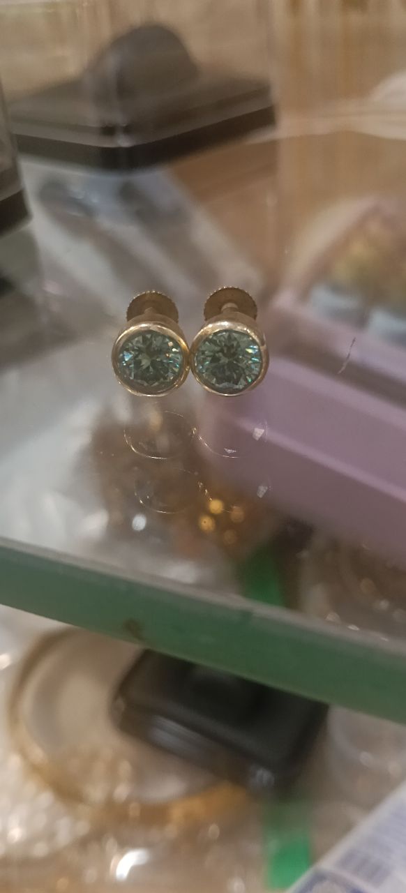 Gold and Blue Gemstone Earrings