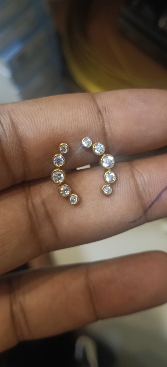 Gold Stud Earrings with Crystal Accents