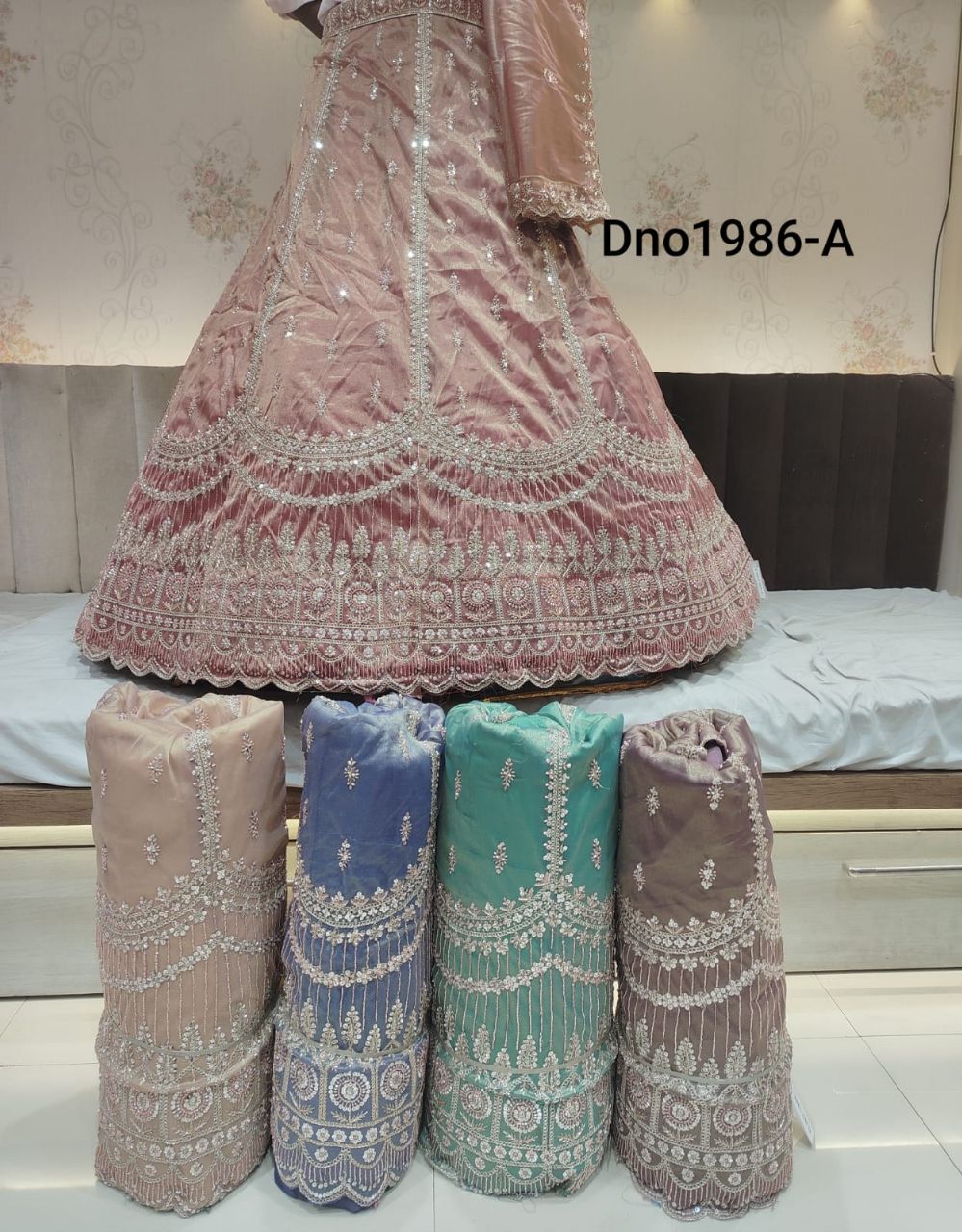 Onion Pink Scalloped Border Lehenga view 2