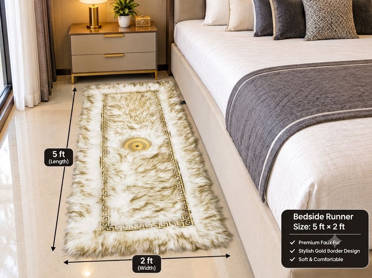 Premium Fox Fur Bedside Runner – 5×2 Ft view 2