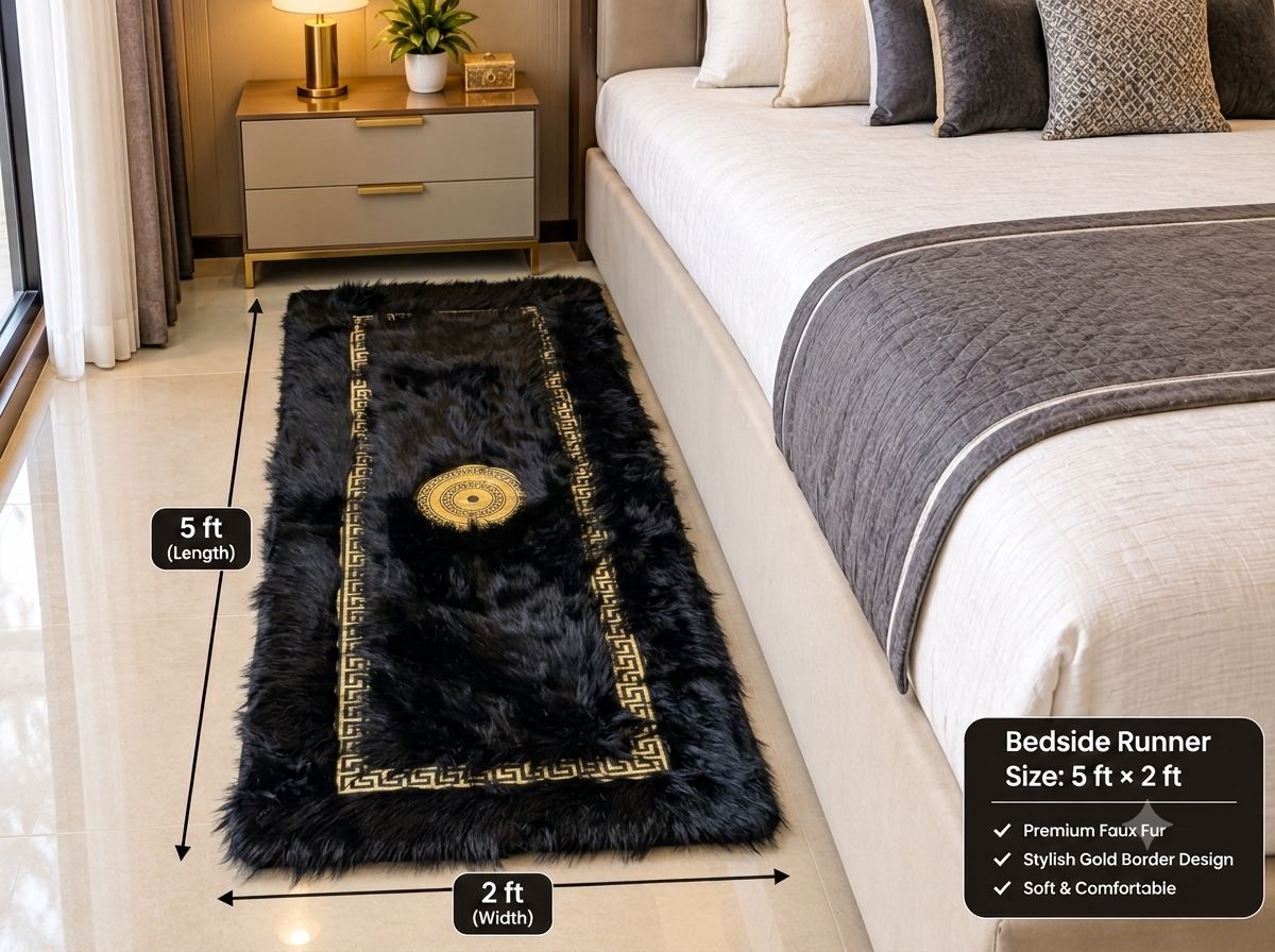 Premium Fox Fur Bedside Runner – 5×2 Ft view 3