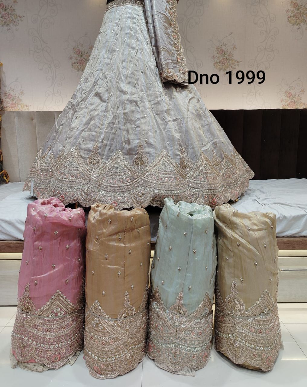 Slate Grey Grand Scalloped Lehenga view 2