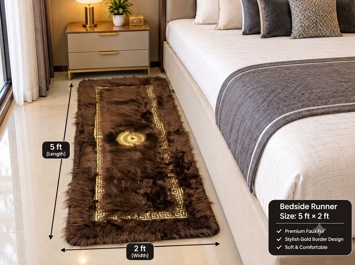 Premium Fox Fur Bedside Runner – 5×2 Ft view 5