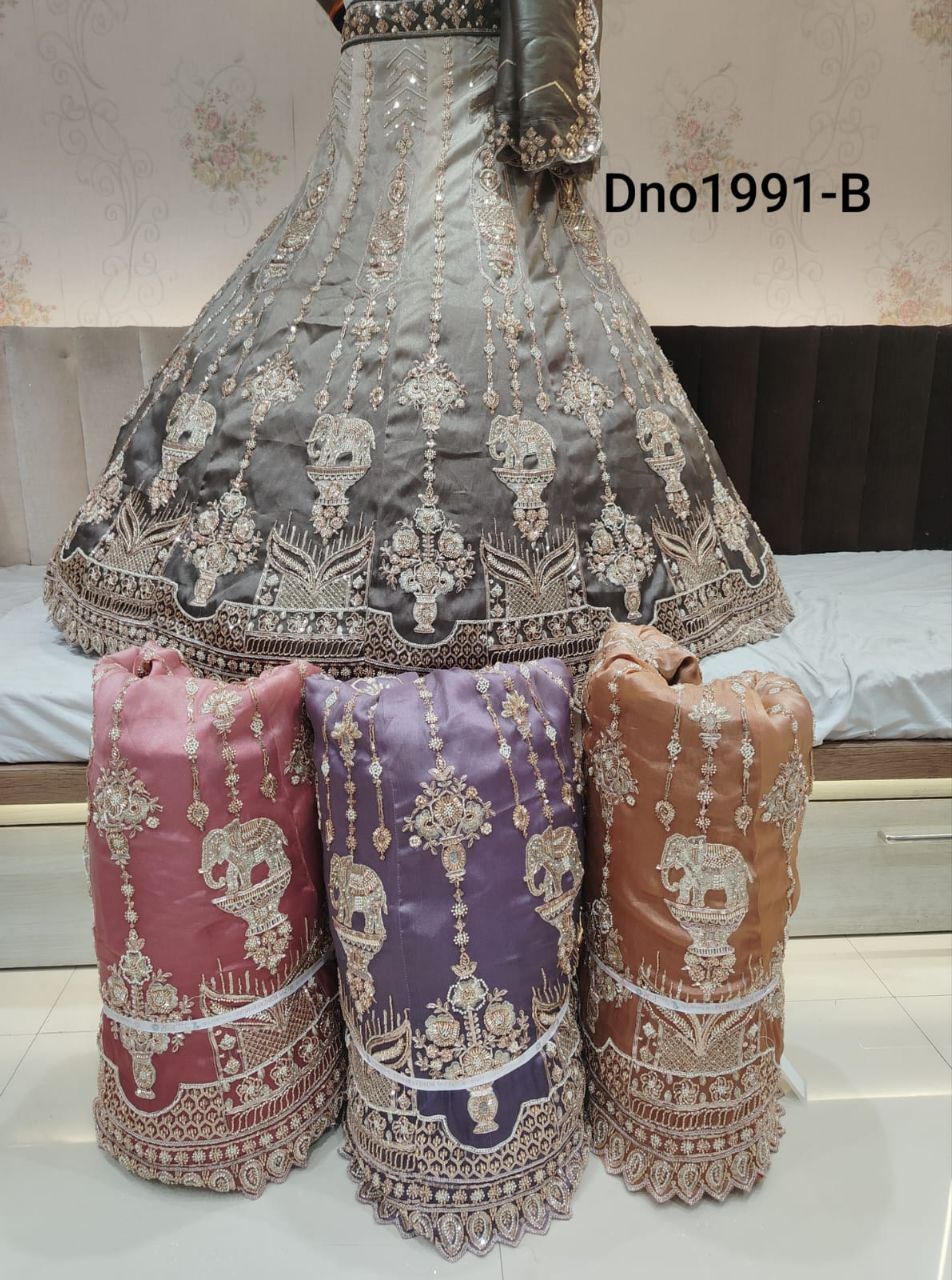 Smoke Grey Elephant Motif Lehenga view 2