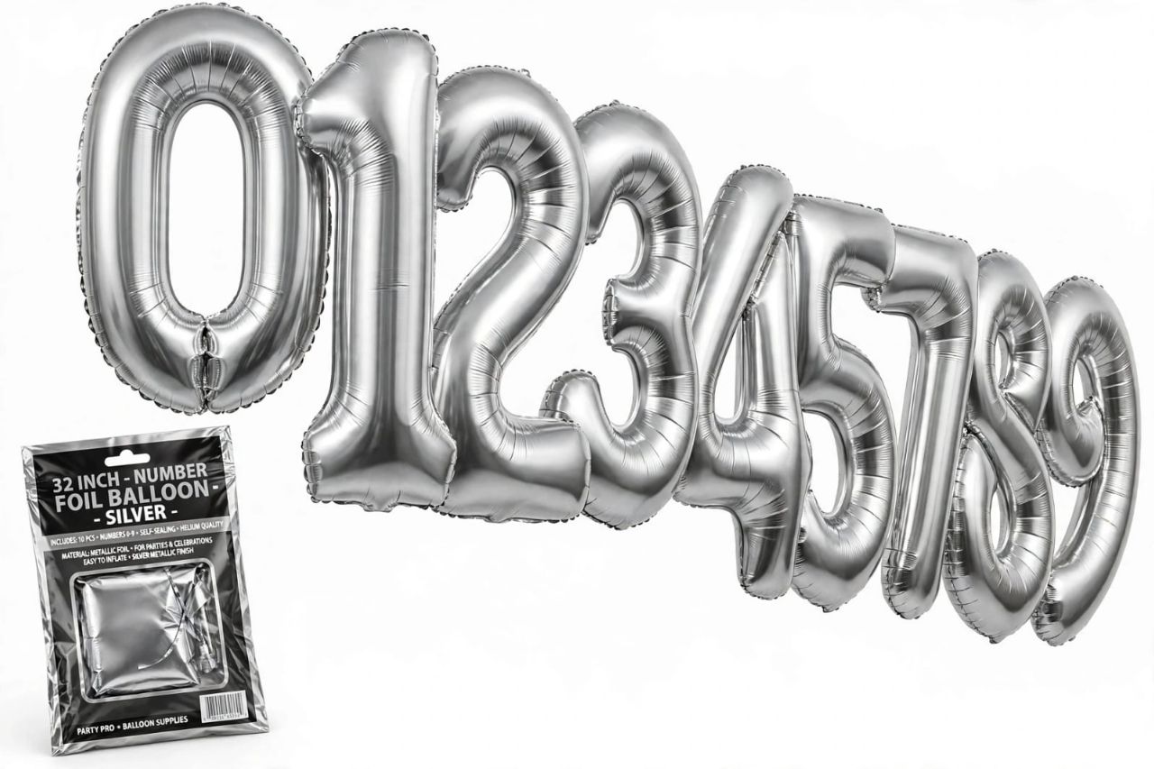 Party Pro Golden / Silver Number Foil Balloon view 2