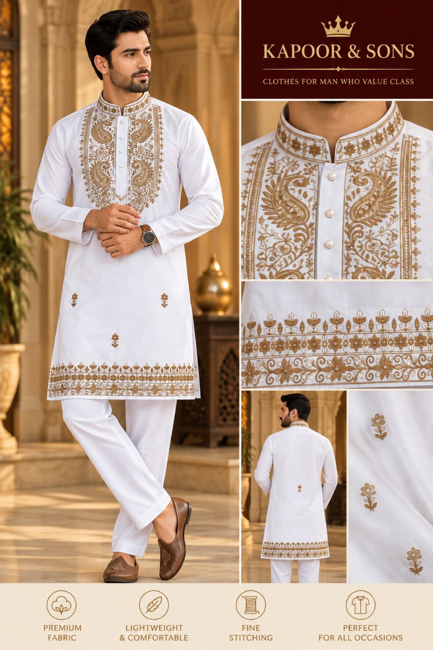Japanese Embroidered Kurta by Kapoor & Sons view 2
