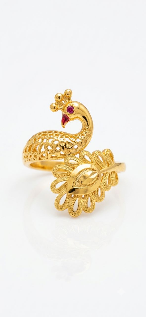 Peacock Gold Ring by Vibhu Jewellers view 2