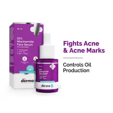 The Derma Co 10% Niacinamide Serum with 2% Zinc, Powered by Deep Penetration Formula™ | Fades Acne Marks, Controls Oil & Reduces Dark Spots view 2