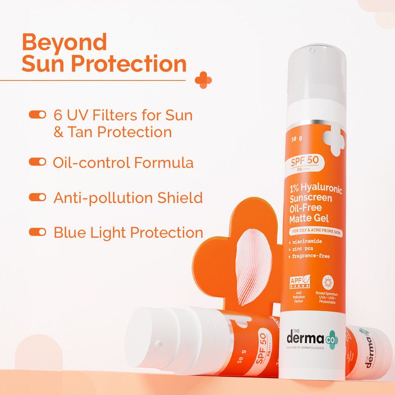 The Derma Co Sunscreen - SPF 50 PA++++ 1% Hyaluronic Sunscreen Oil-Free Gel | Lightweight, For Oily & Acne-Prone Skin view 2