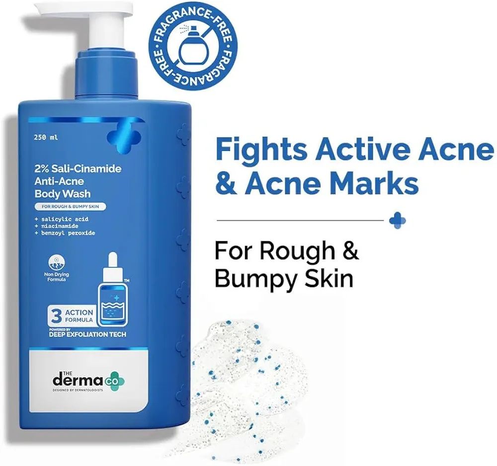 The Derma Co. 2% Sali-Cinamide Body Wash for Bacne & Body Acne -  | Fights Acne-Causing Bacteria | Fades Marks | 3-Action Exfoliating Formula | Non-Drying & Fragrance-Free | Dermatologically Tested | For Men & Women view 6