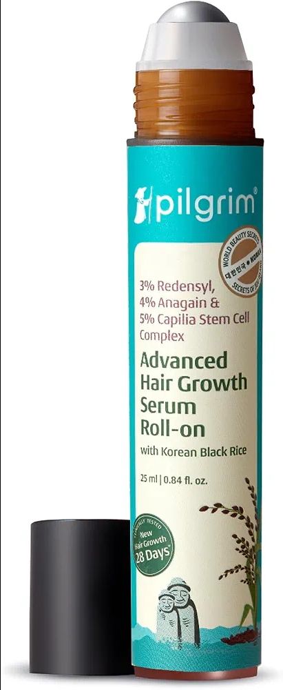 Pilgrim Advanced Hair Growth Serum Roll On with Redensyl & AnaGain - 25ml
New Hair Growth in 28 Days, Korean Black Rice, Rosemary, Reduce Hair Fall, Hair Regrowth, Increase Hair Density, Thicker Hair view 6