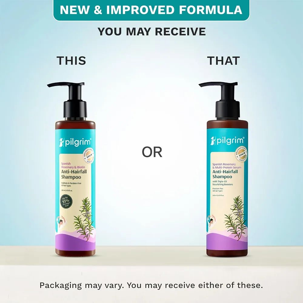 Pilgrim Rosemary Anti-Hairfall Shampoo with Multi-Protein Serum - 
Triple Oil Nourishing Boosters to Reduce Dryness, Breakage-Led Hair Fall, Strengthens Weak Hair, Controls Frizz, Adds Shine view 2