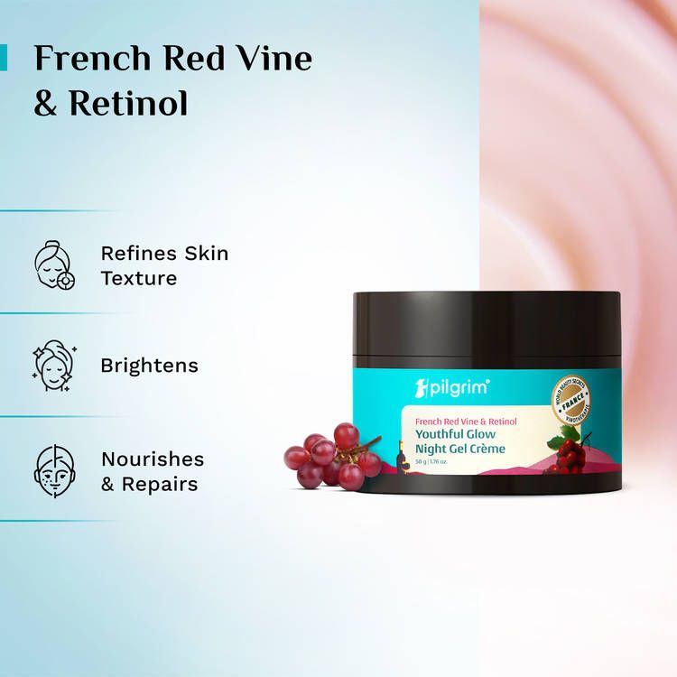 French Red Vine & Retinol Youthful Glow Anti-Ageing Night Gel Creme Refine Skin Texture view 3