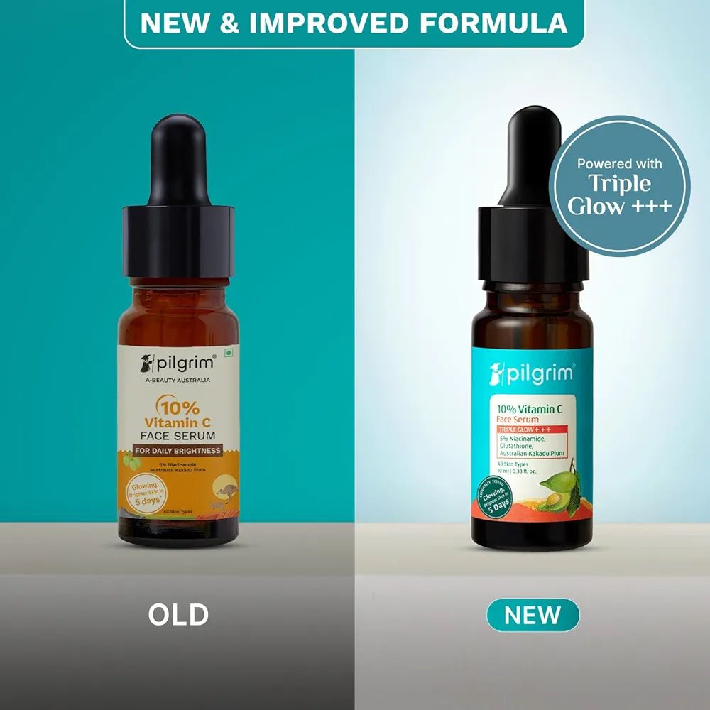 Pilgrim 10% Vitamin C Face Serum for Glowing Skin with Niacinamide - 5% Niacinamide & Glutathione, Brightening, Fades Dark Spots & Evens, Dullness, Sensitive Skin Safe, Oil Free, All Skin Types view 3