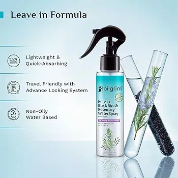Pilgrim Korean Black Rice and Rosemary Water Spray With Biotin For Strong, Nourished Hair  | Spray for Regrowth | Thicker & Stronger Hair | Sulphate & Paraben Free I For Women for Men view 2