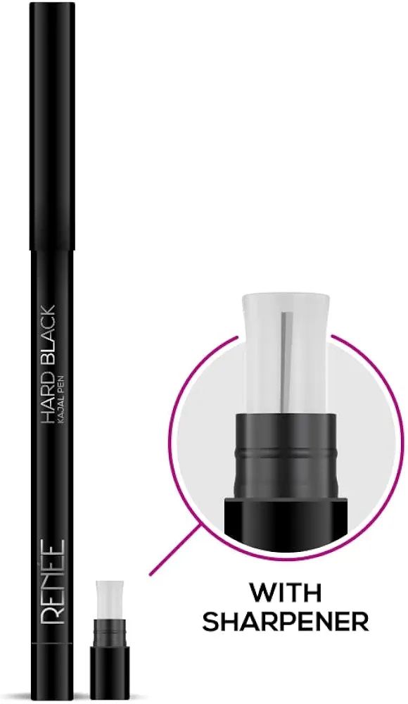 RENEE Hard Black Kajal Pen with Sharpener | 24 Hrs Stay | Long Lasting | Super Black Kajal Pencil | Matte Finish & Rich Color Payoff | Smudge & Water Proof | One Swipe Application Formula | view 2