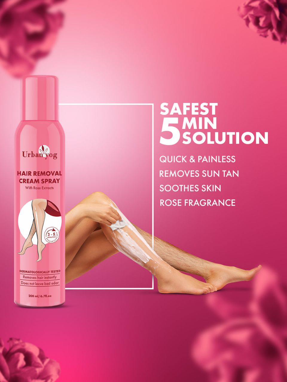 Urban Yog Cream Hair Removal Spray With Rose Extracts view 5