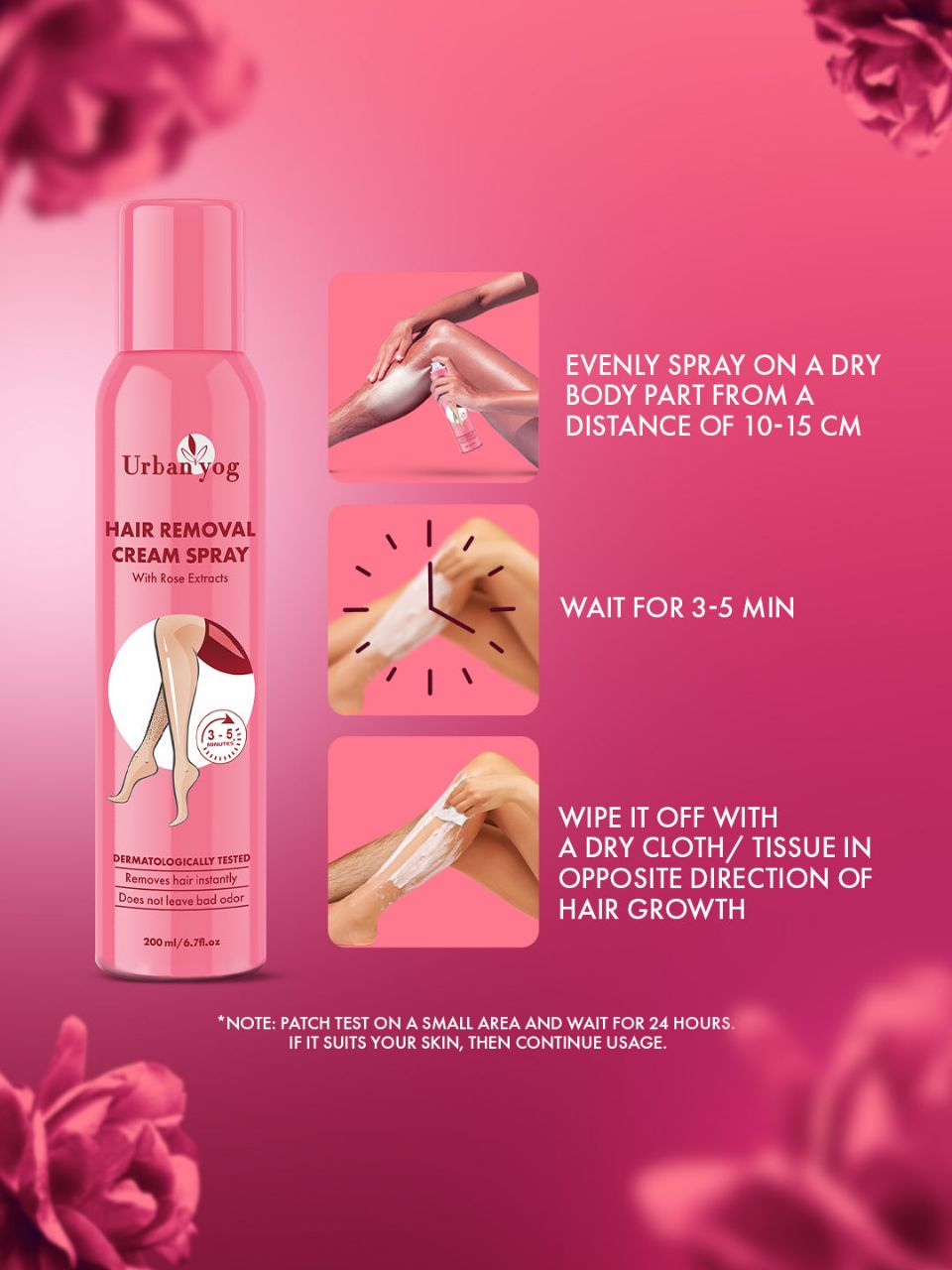 Urban Yog Cream Hair Removal Spray With Rose Extracts view 2
