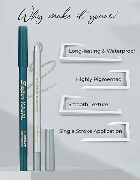 INSIGHT Cosmetics Super Kajal Pencil | 24 Hr Long Stay | One Stroke Smooth Glide | Waterproof| Smudgeproof| Fadeproof | Deep Matte Finish, view 3