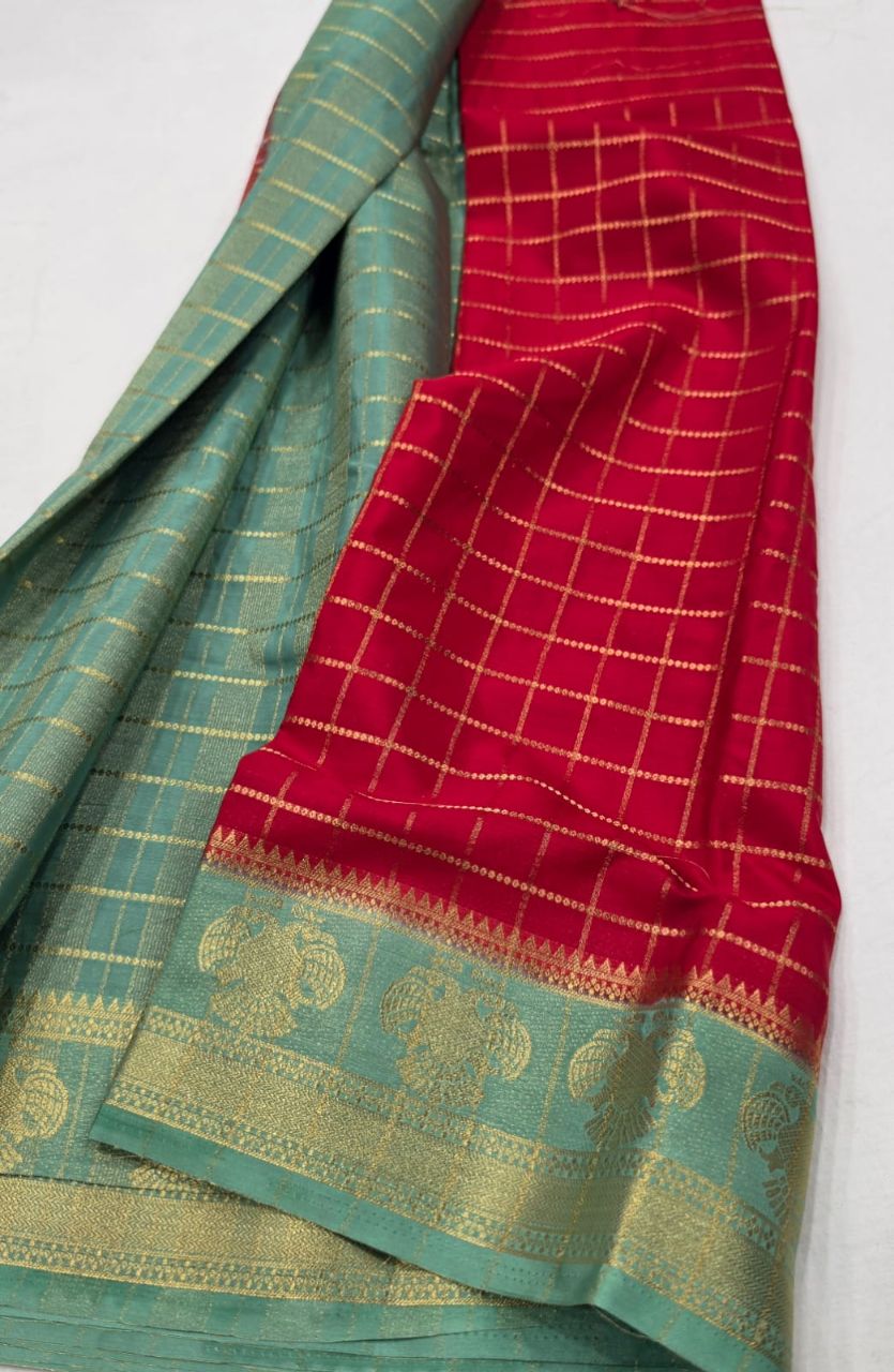 Red and Green Traditional Saree