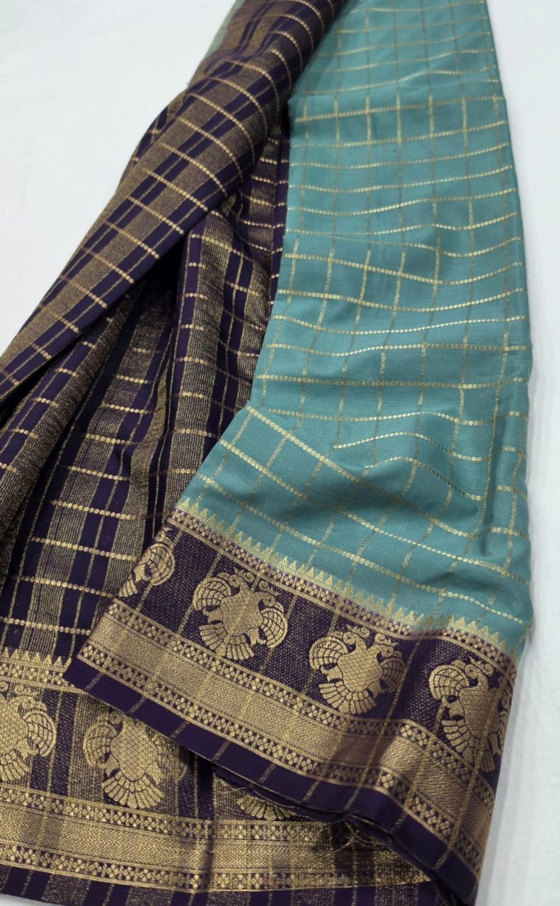 Elegant Blue and Gold Saree