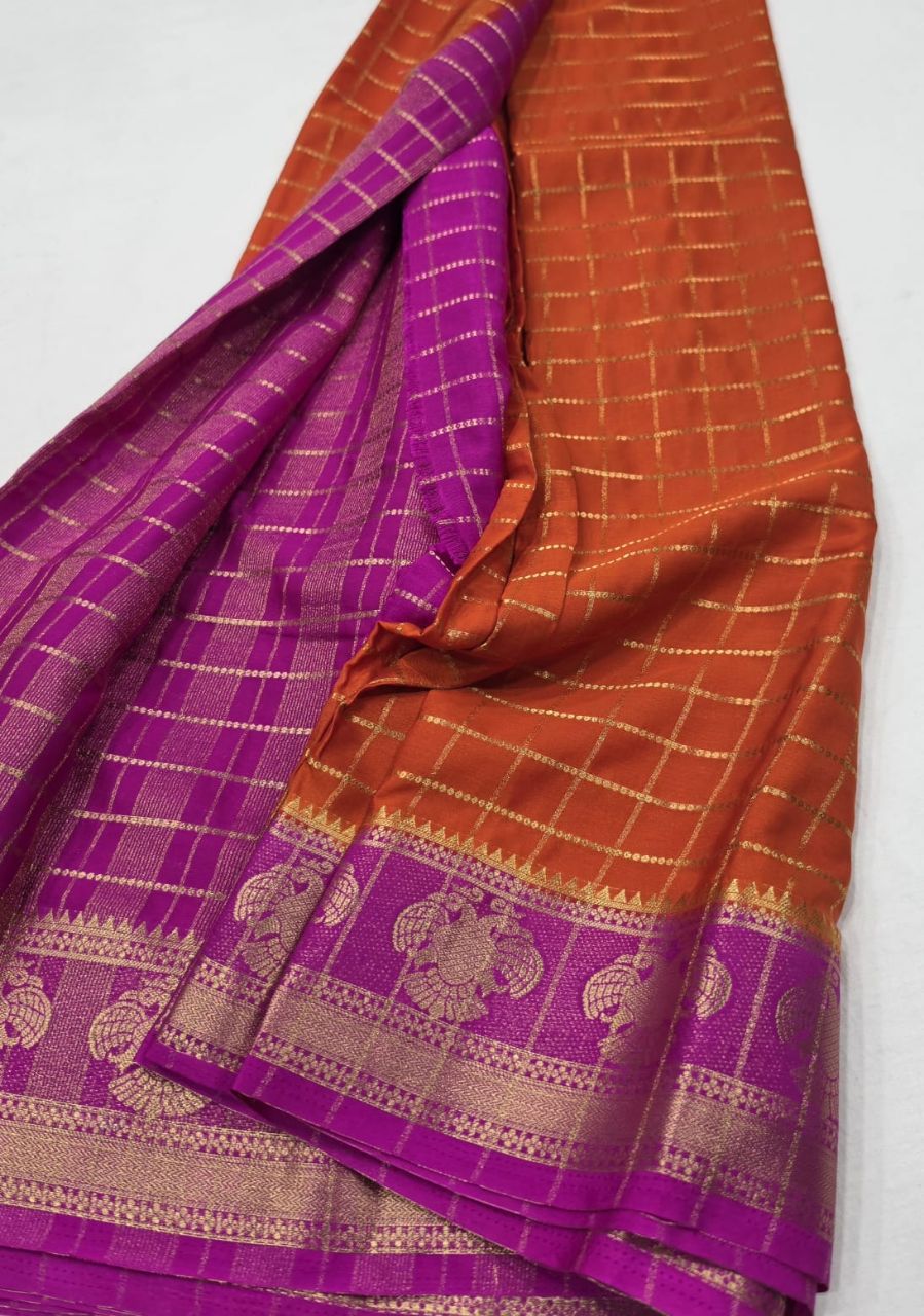 Orange and Purple Saree