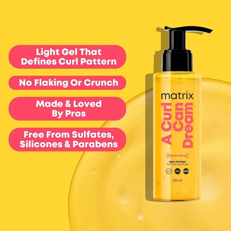 Matrix Professional A Curl Can Dream Light-Hold Gel | Nourishes & Defines Wavy, Curly Hair| Enriched with Manuka Honey Extract |Waves & Curls Styling |No Flaking Or Crunch view 2