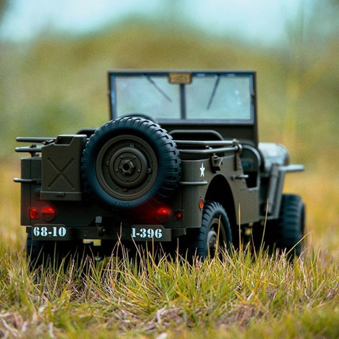 Militaary RC Jeep 1:10 Scale Remote Control Car for Kids, 2.4GHz Off-Road RC Army Vehicle with LED Lights, Sound Effects, Rechargeable Battery, Shock Absorbers & Rubber Tires(Multicolor view 17